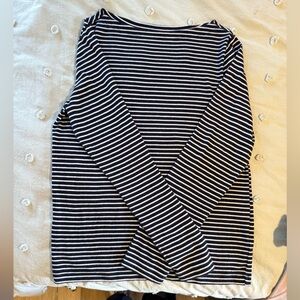 GAP navy and White Striped Long Sleeve Tee  boat neck